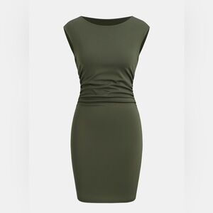 JoJo Olive Green Boatneck Sleeveless Mini Dress